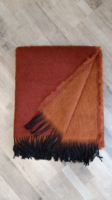 Blanket art.Marmolada wool/mohair blend with fringes