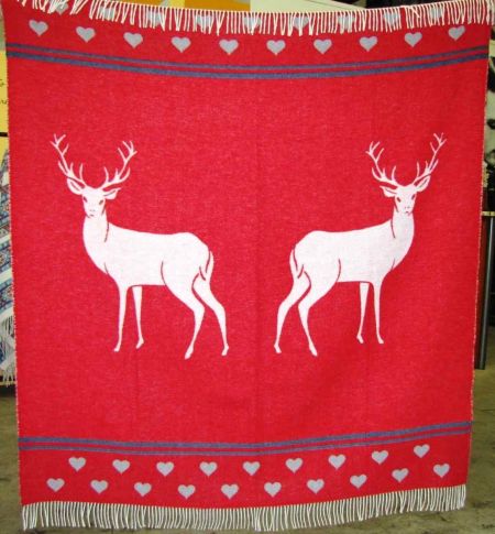 Art. Cervi Wool-Blend Blanket with fringes