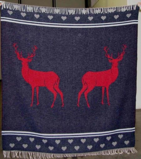 Art. Cervi Wool-Blend Blanket with fringes