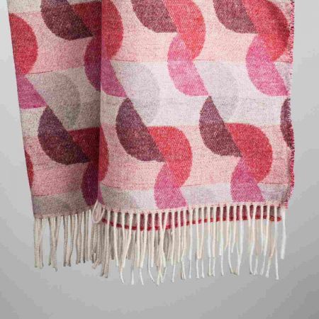 Art. Waves Wool-Blend Blanket with fringes