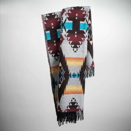 Plaid art. Apache misto lana con frange